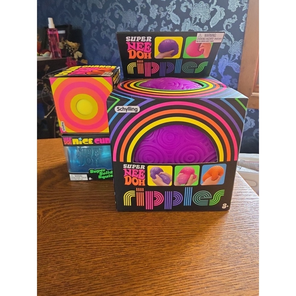 Super Nee Doh Ripple, Nice Cube & Color change Lot of 3  -Blue,Yellow ,purple‎
